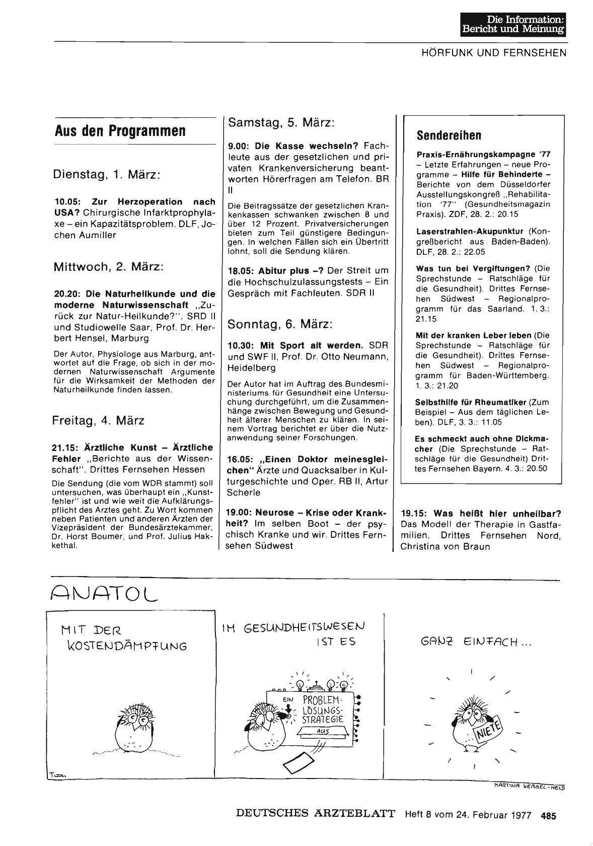 Vorschauseite 1: Aus den Programmen