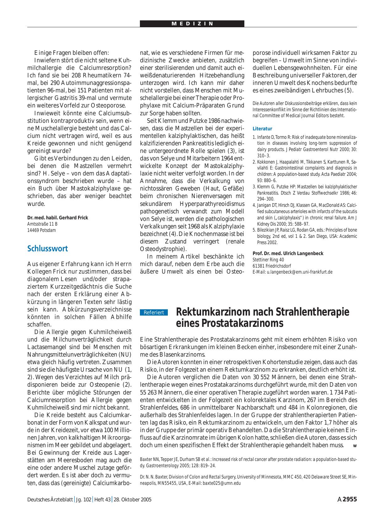 Vorschauseite 1: Rektumkarzinom nach Strahlentherapie eines Prostatakarzinoms