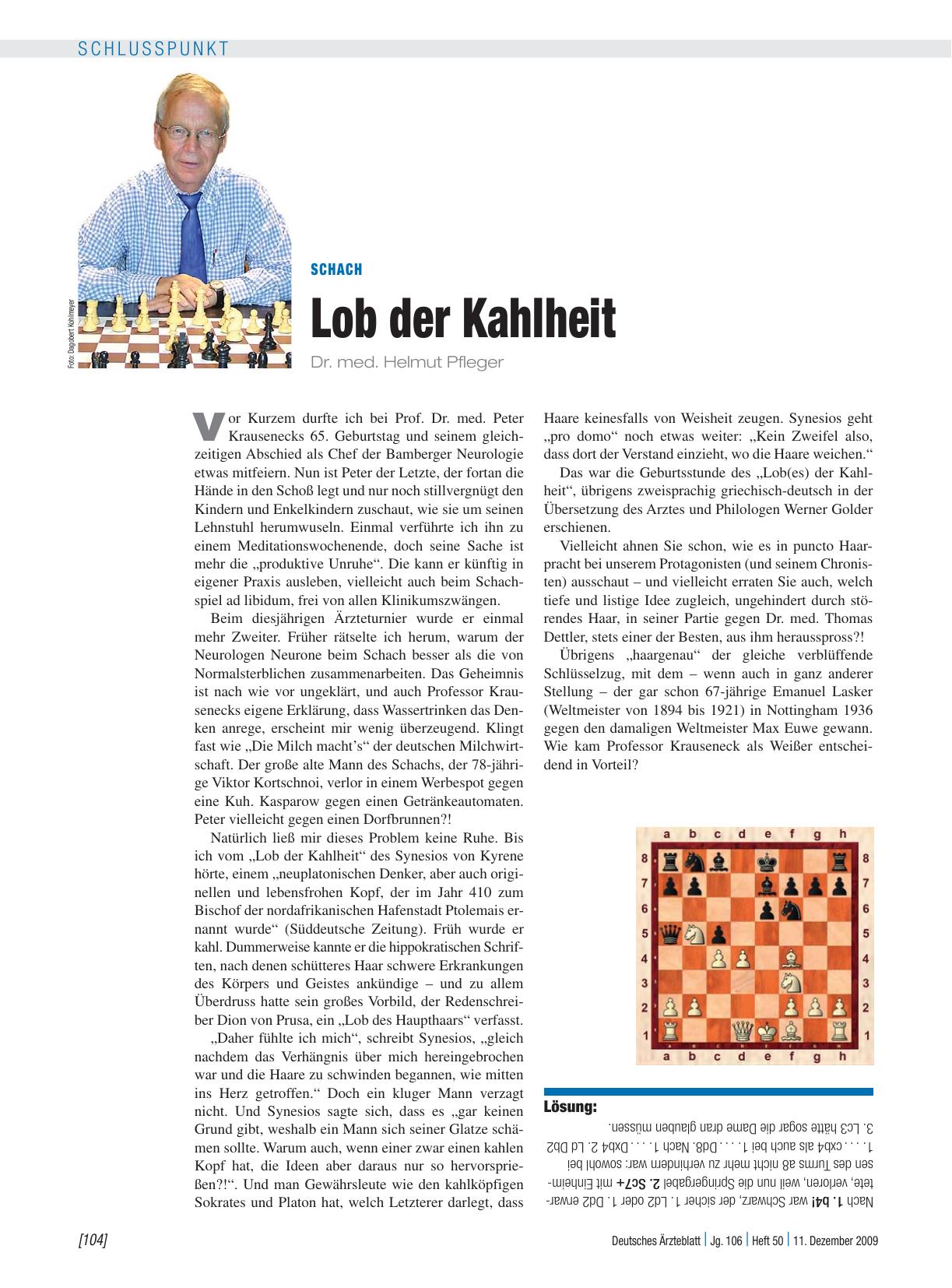 Vorschauseite 1: Schach: Lob der Kahlheit