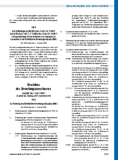 Vorschauseite 5: Beschluss des Bewertungsausschusses nach § 87 Abs. 1 Satz 1 SGB V in seiner 455. Sitzung am 11. Dezember 2019: Teil A, Teil B, Teil C, Teil D, Teil E, Teil F