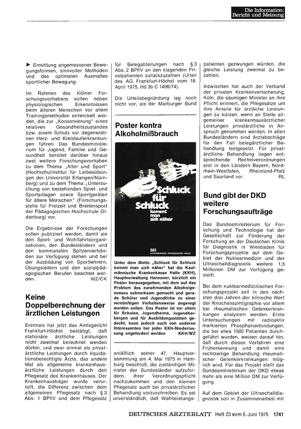 Vorschauseite 1: Keine Doppelberechnung der ärztlichen Leistungen