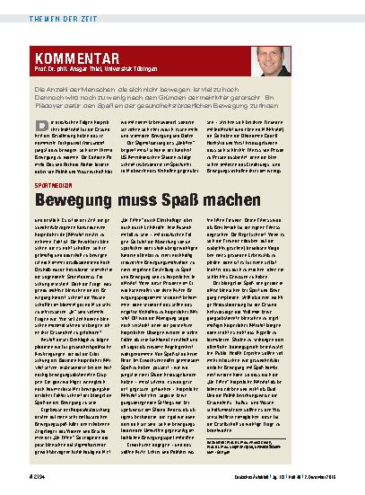 Vorschauseite 1: Sportmedizin: Bewegung muss Spaß machen