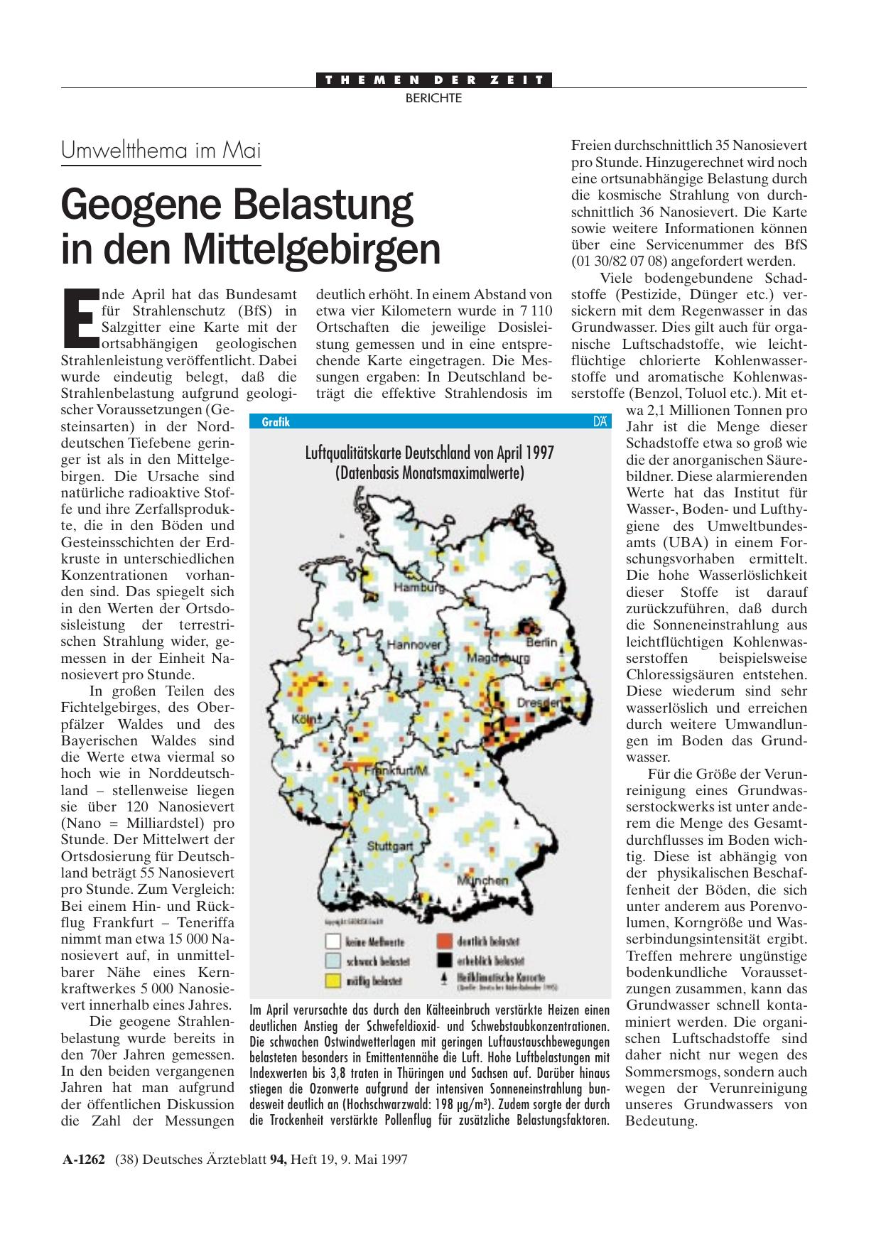 Vorschauseite 1: Umweltthema im Mai: Geogene Belastung in den Mittelgebirgen