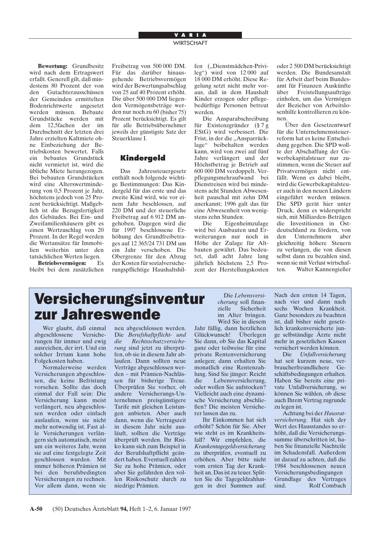 Vorschauseite 1: Versicherungsinventur zur Jahreswende