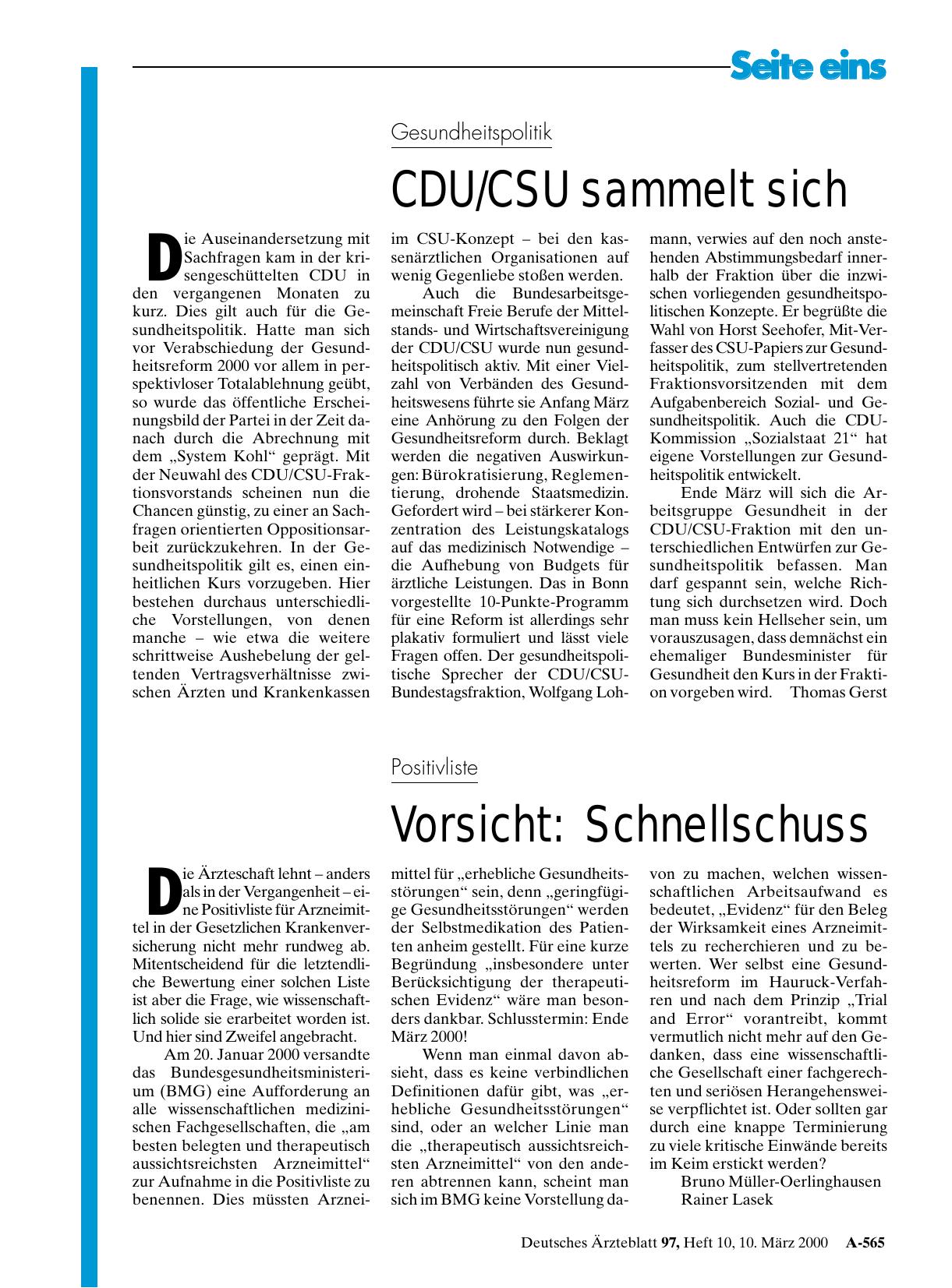 Vorschauseite 1: Positivliste - Vorsicht: Schnellschuss
