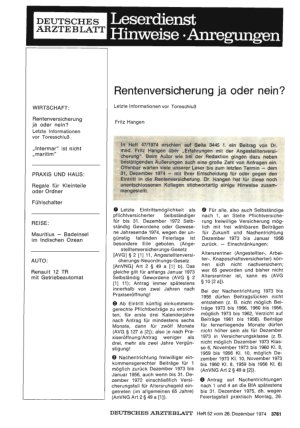 Vorschauseite 1: Rentenversicherung ja oder nein?