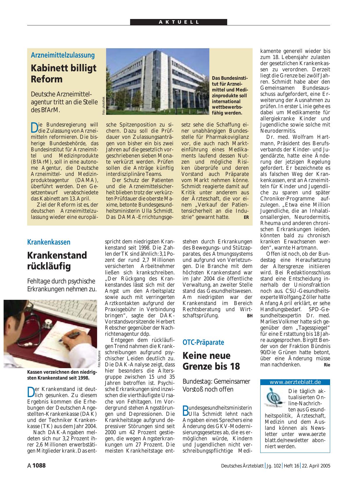 Vorschauseite 1: Krankenkassen: Krankenstand rückläufig