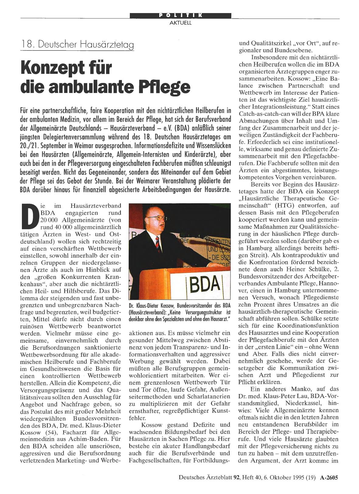 Vorschauseite 1: 18. Deutscher Hausärztetag: Konzept für die ambulante Pflege