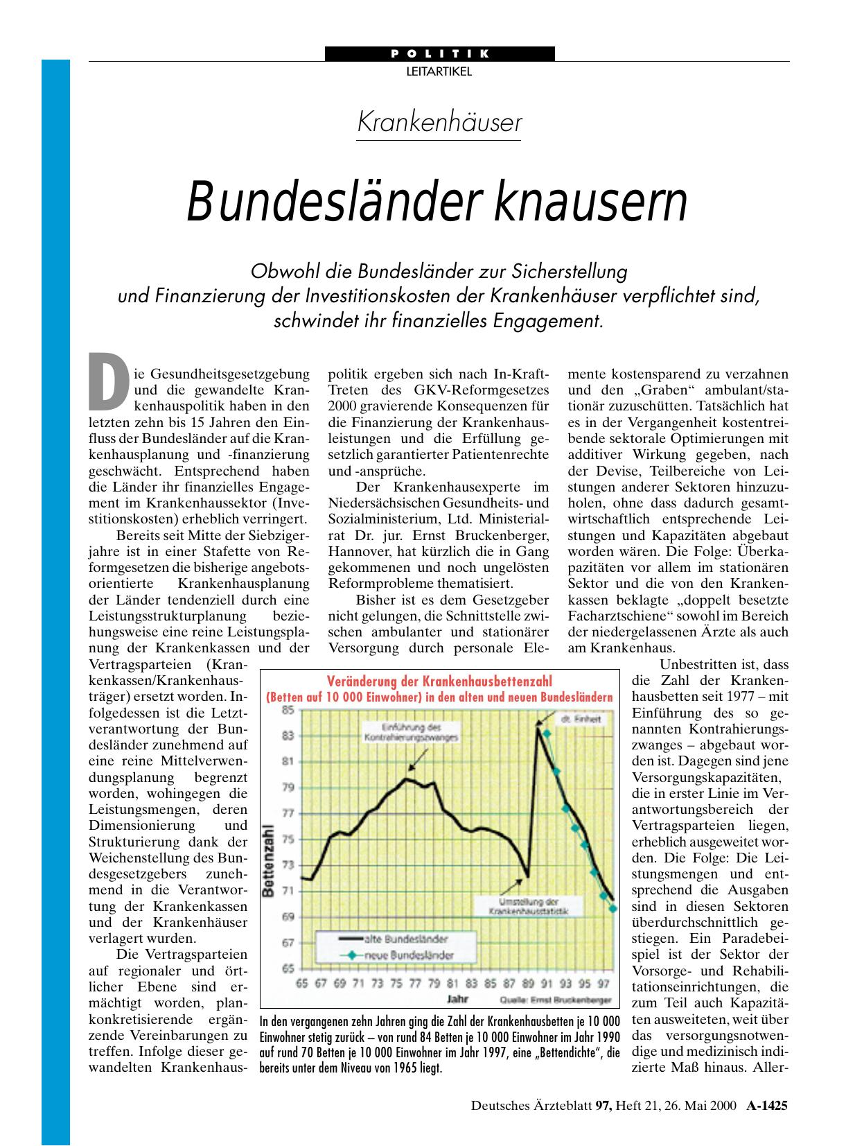 Vorschauseite 1: Krankenhäuser: Bundesländer knausern