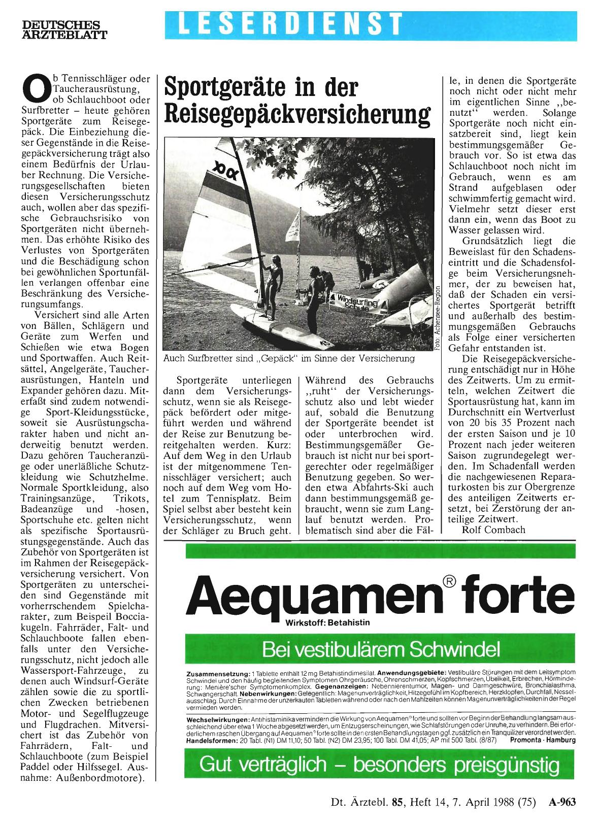 Vorschauseite 1: Sportgeräte in der Reisegepäckversicherung