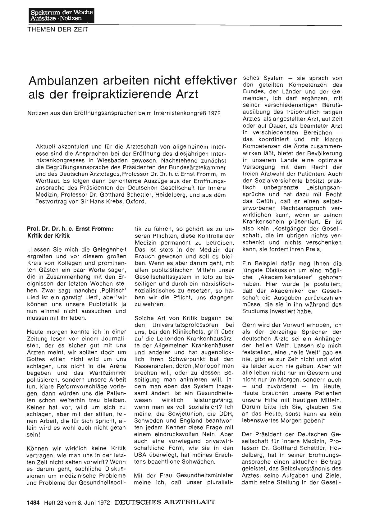 Vorschauseite 1: Ambulanzen arbeiten nicht effektiver als der freipraktizierende Arzt