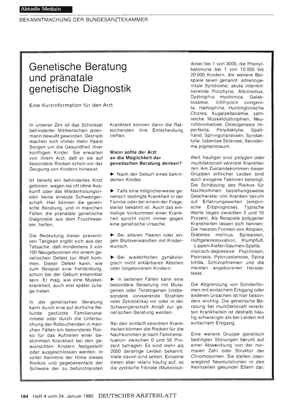 Vorschauseite 1: Genetische Beratung und pränatale genetische Diagnostik