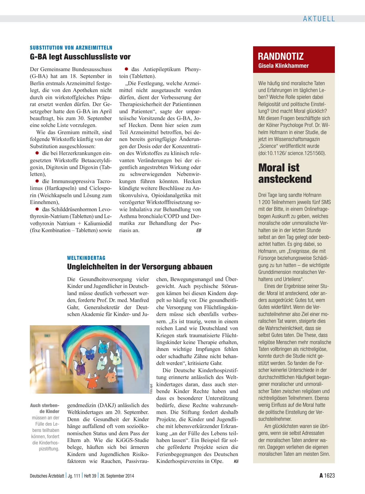 Vorschauseite 1: Substitution von Arzneimitteln: G-BA legt Ausschlussliste vor