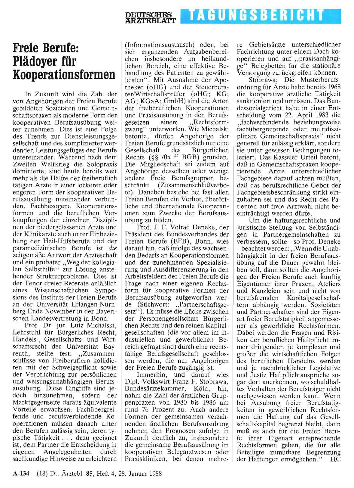 Vorschauseite 1: Freie Berufe: Plädoyer für Kooperationsformen