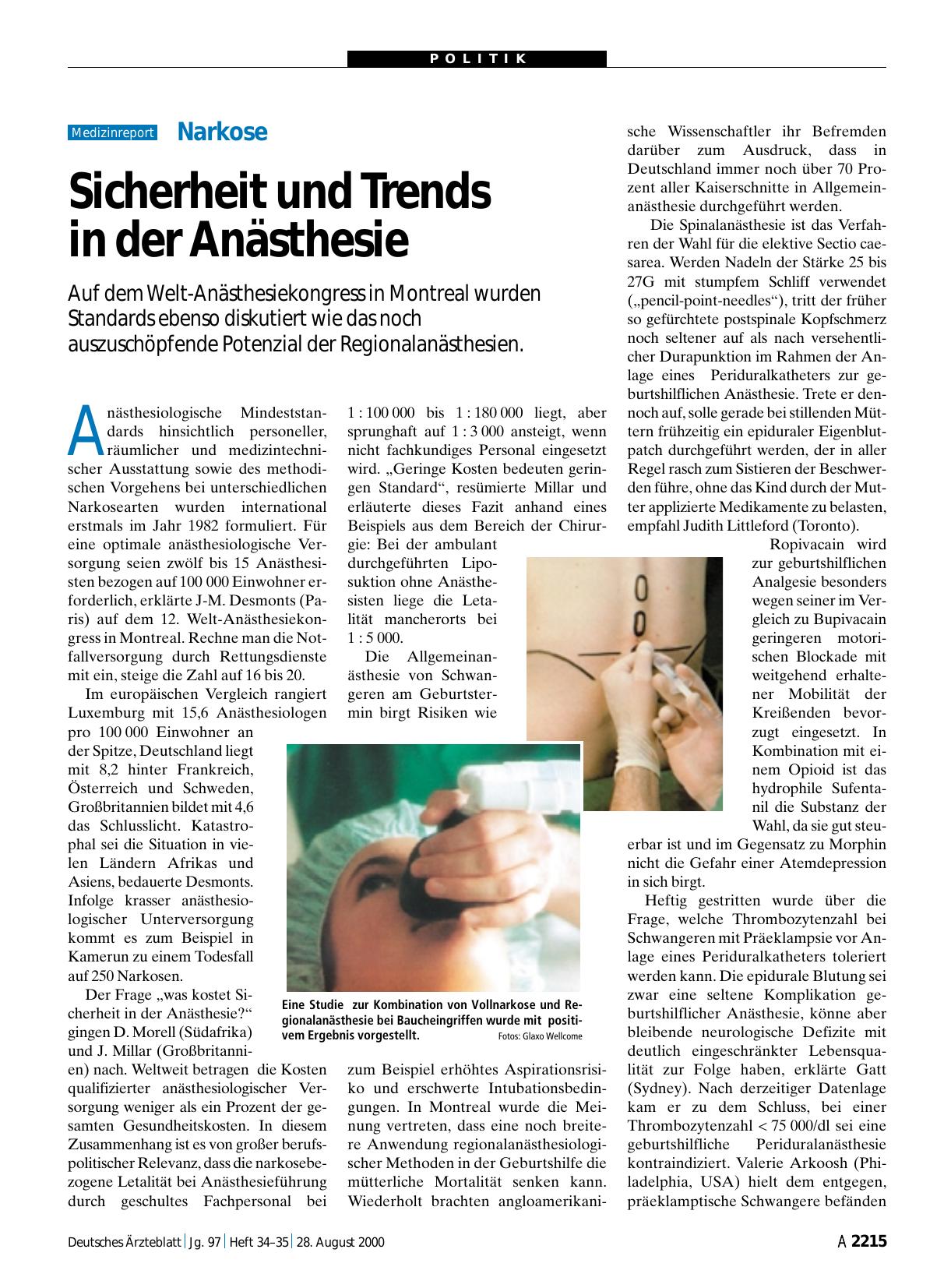 Vorschauseite 1: Narkose: Sicherheit und Trends in der Anästhesie