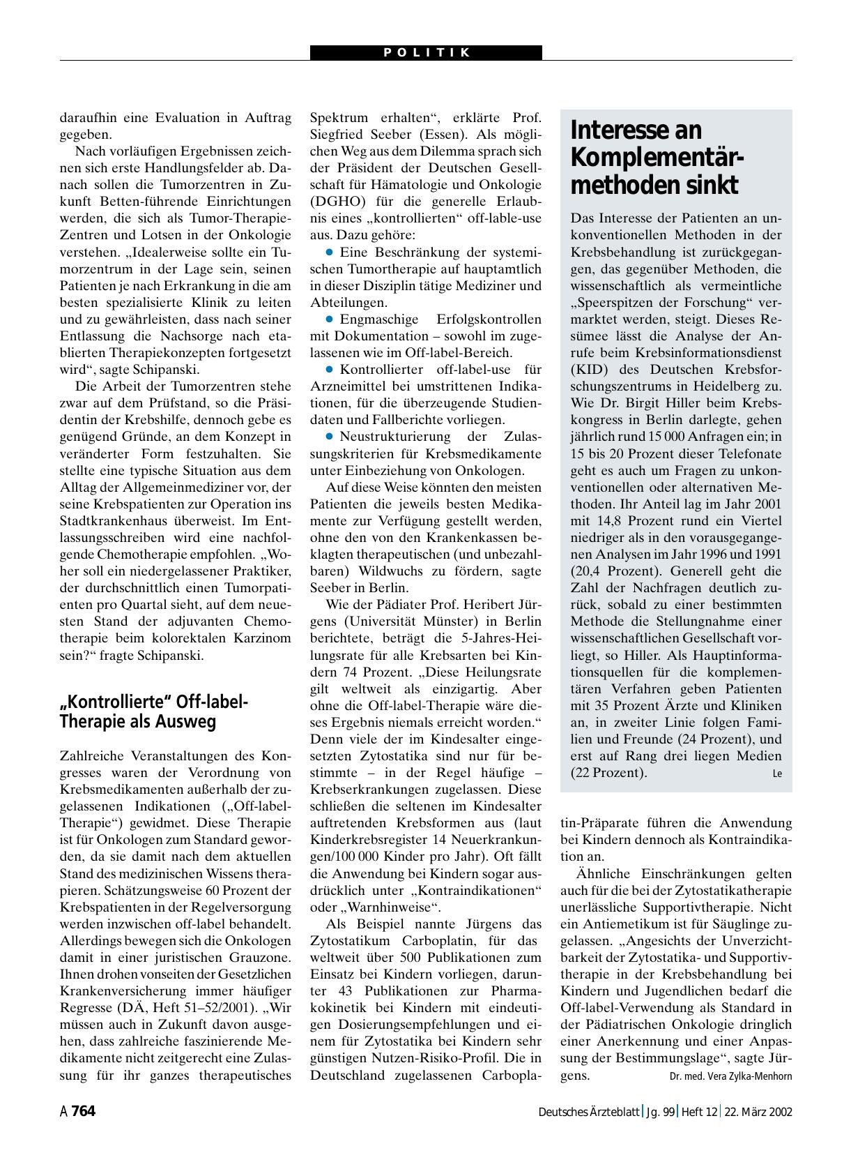 Vorschauseite 1: Interesse an Komplementärmethoden sinkt