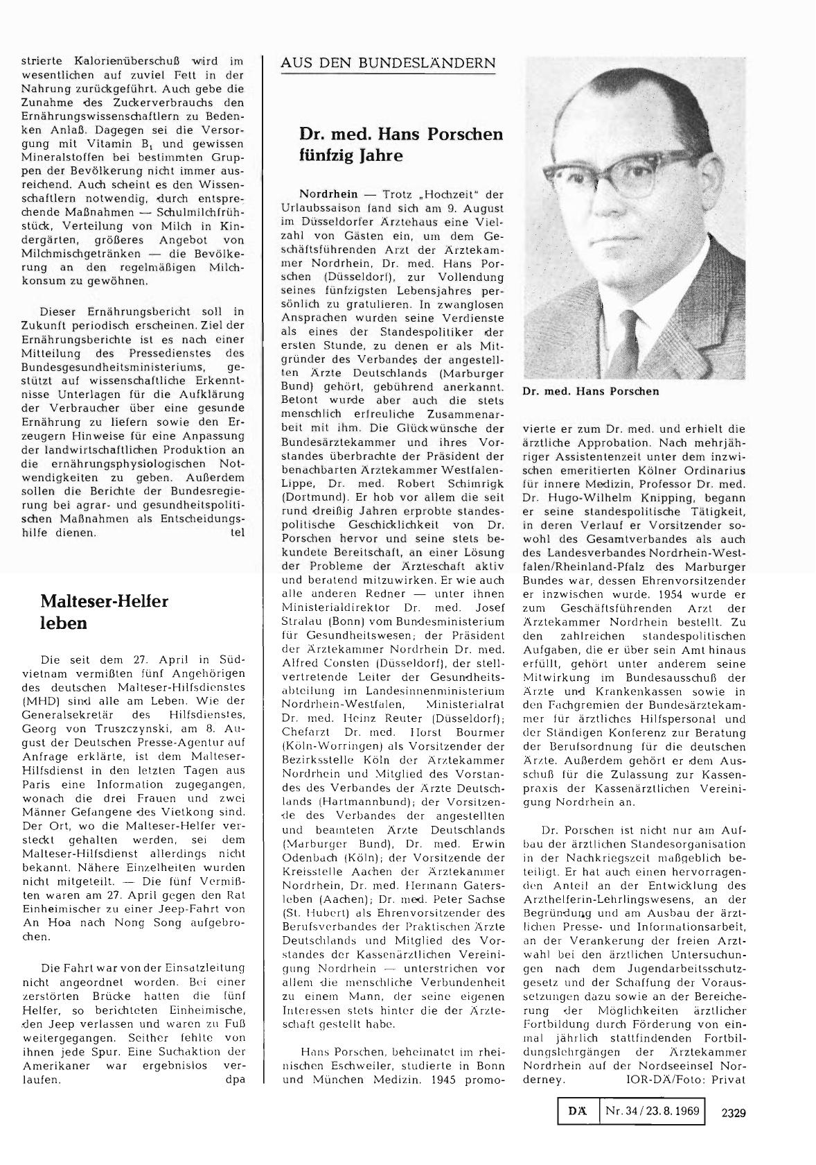 Vorschauseite 1: Dr. med. Hans Porschen fünfzig Jahre