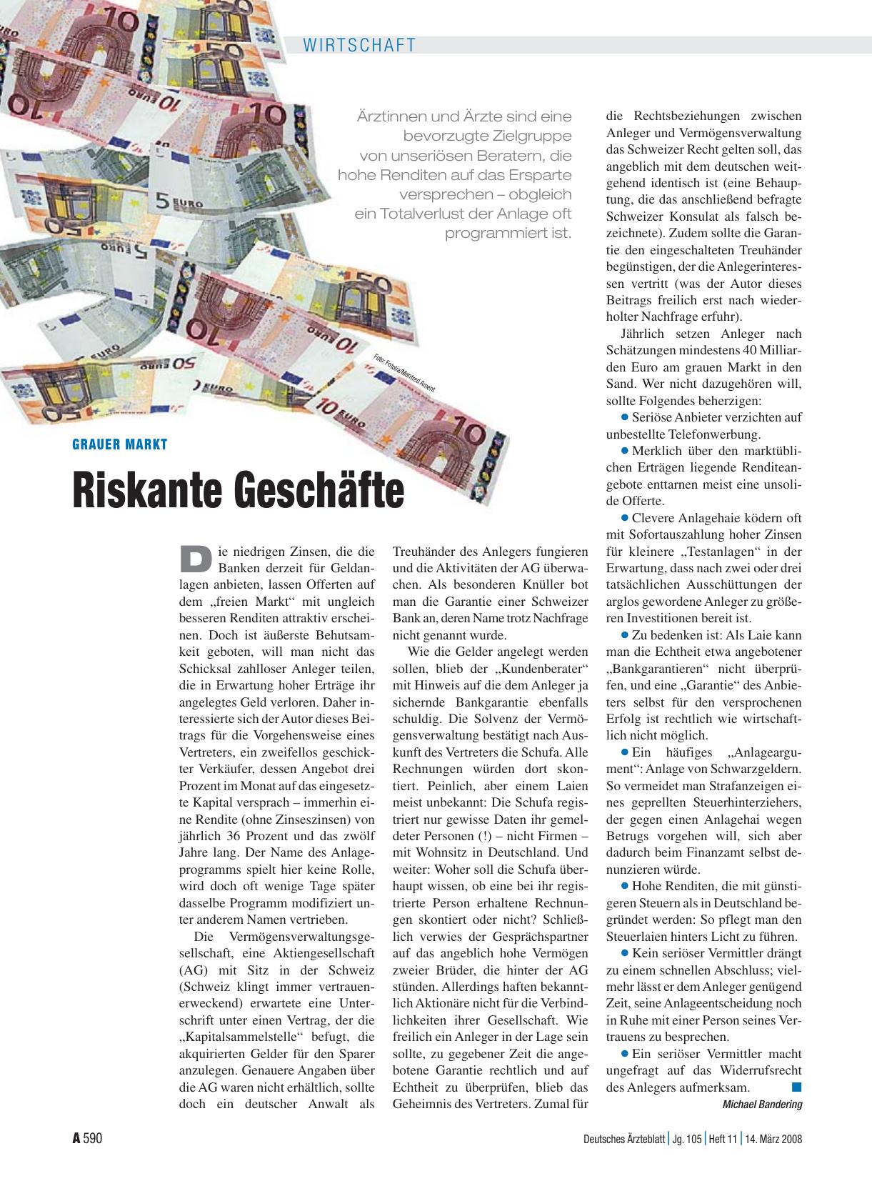 Vorschauseite 1: Grauer Markt: Riskante Geschäfte