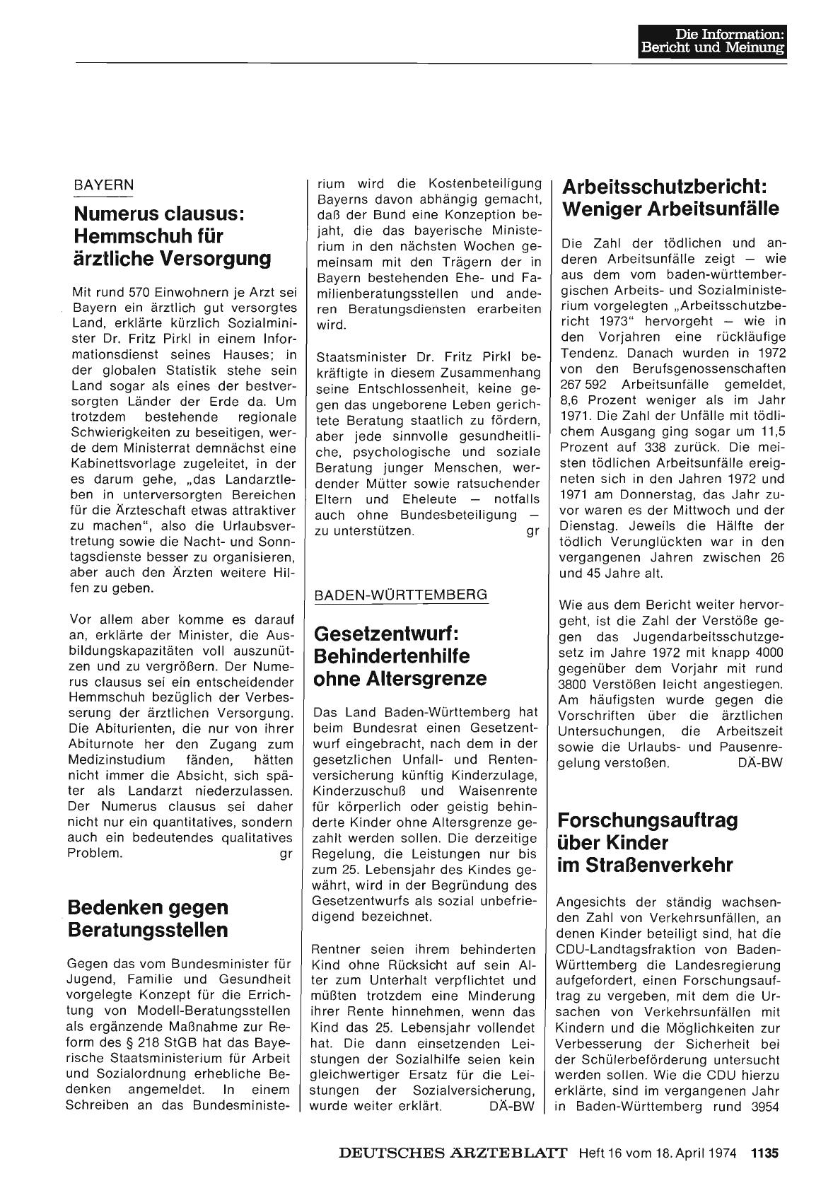Vorschauseite 1: Bayern: Bedenken gegen Beratungsstellen