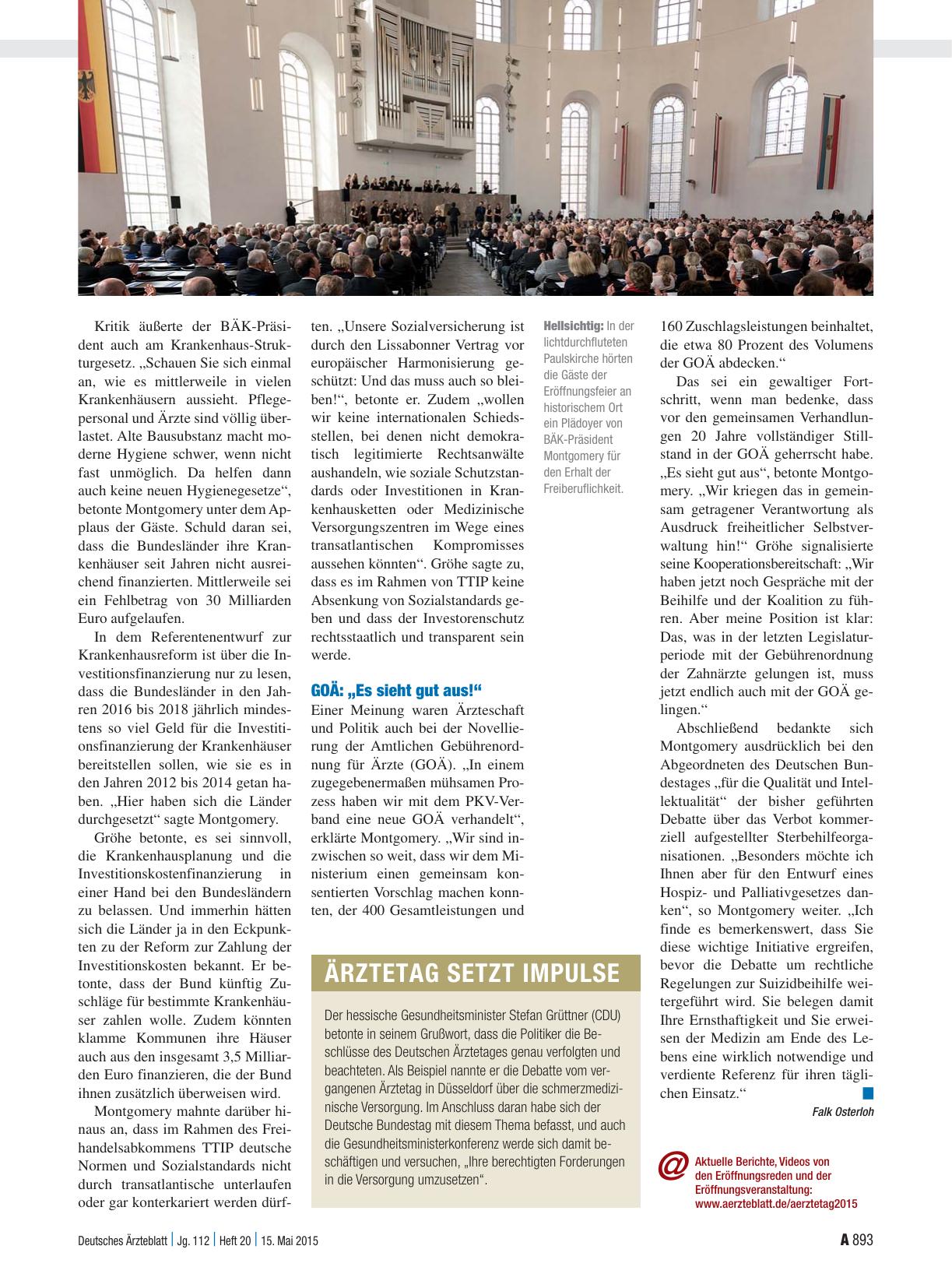 Vorschauseite 3: 118. Deutscher Ärztetag: Freiheit und Verantwortung