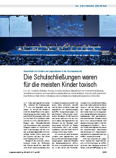 Vorschauseite 1: Gesundheit von Kindern und Jugendlichen in der Coronapandemie: Die Schulschließungen waren für die meisten Kinder toxisch