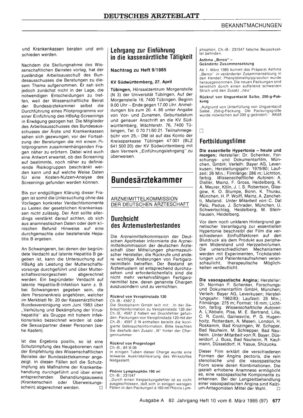 Vorschauseite 1: Durchsicht des Ärztemusterbestandes