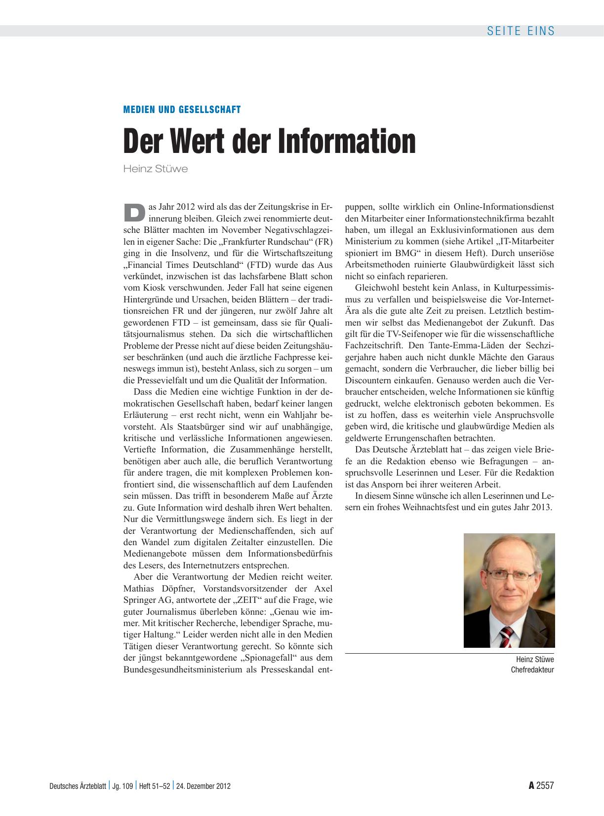 Vorschauseite 1: Medien und Gesellschaft: Der Wert der Information