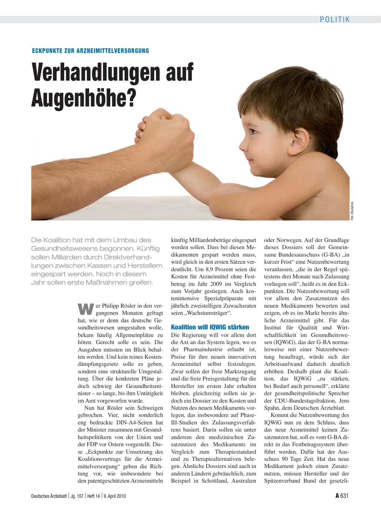 Vorschauseite 1: Eckpunkte zur Arzneimittelversorgung: Verhandlungen auf Augenhöhe?