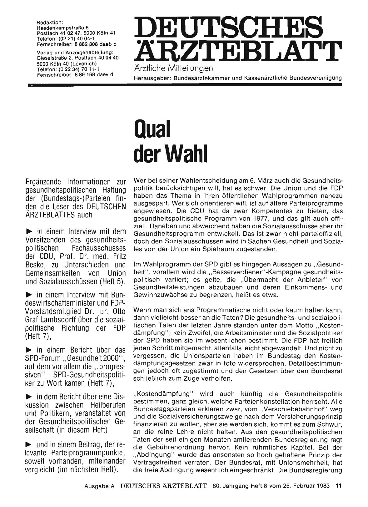 Vorschauseite 1: Qual der Wahl