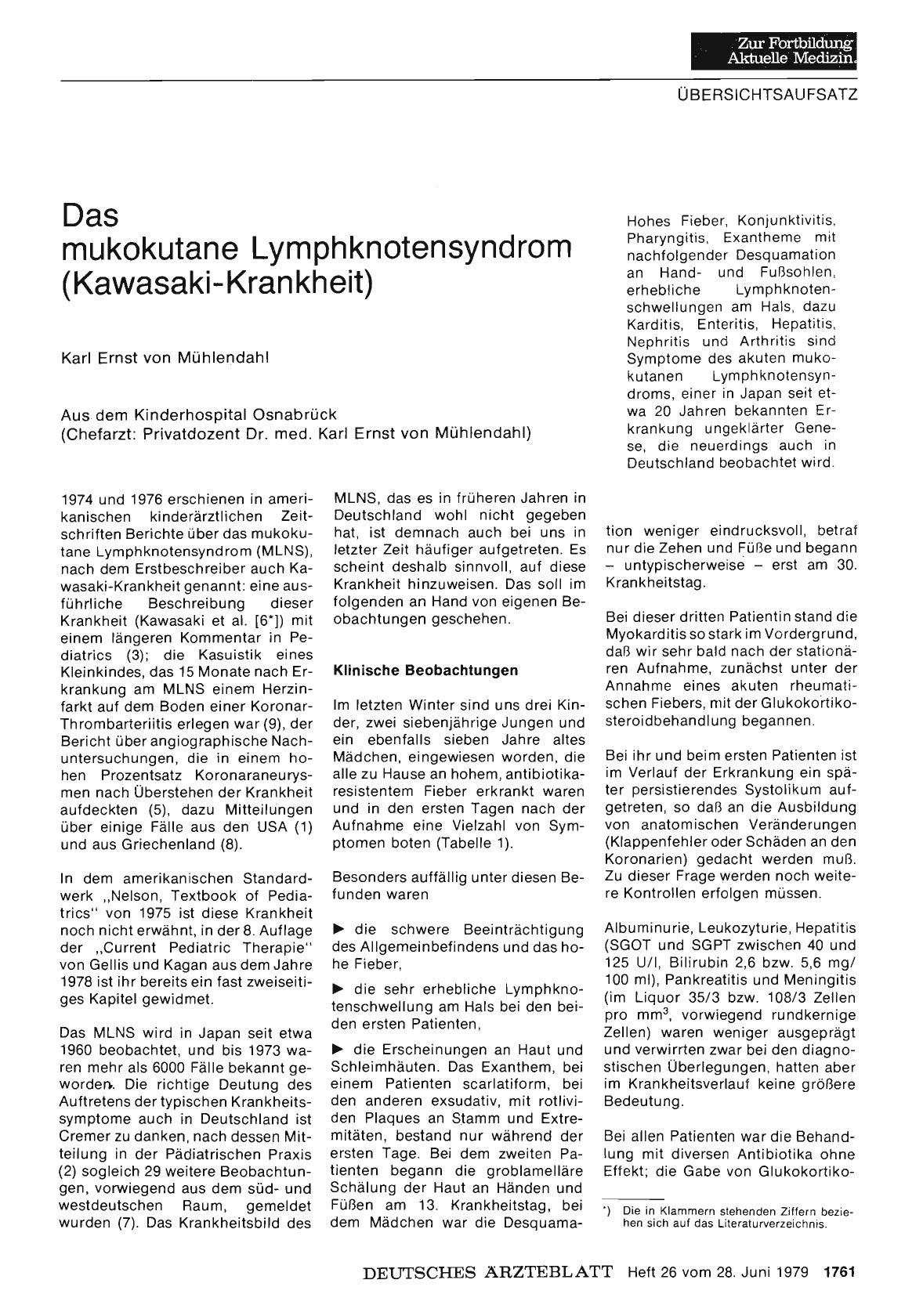Vorschauseite 1: Das mukokutane Lymphknotensyndrom (Kawasaki-Krankheit)