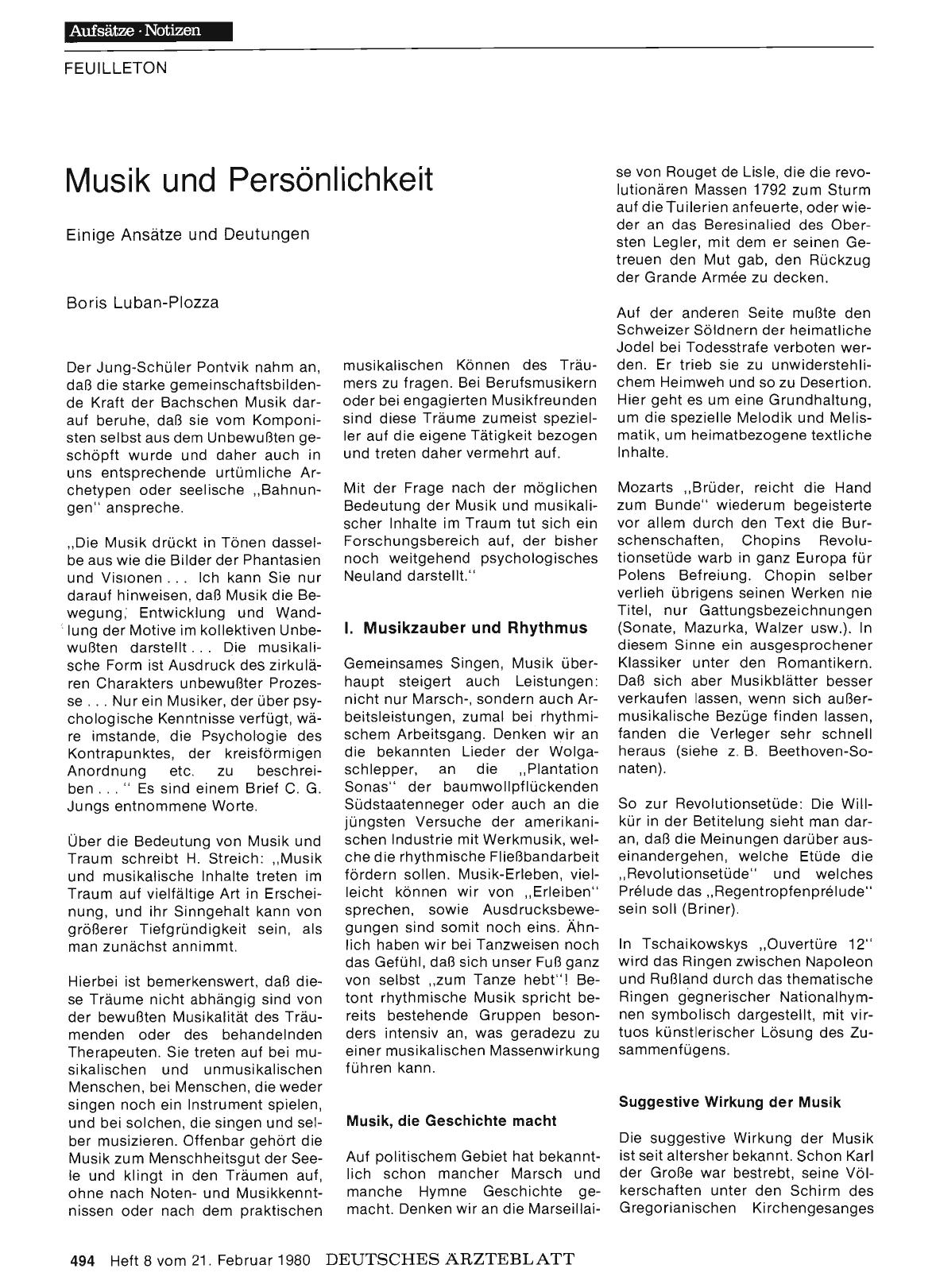 Vorschauseite 1: Musik und Persönlichkeit: Einige Ansätze und Deutungen