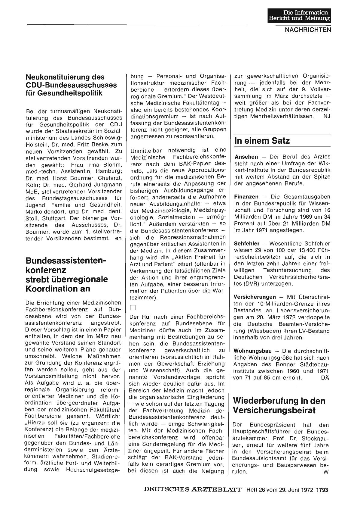 Vorschauseite 1: Wiederberufung in den Versicherungsbeirat