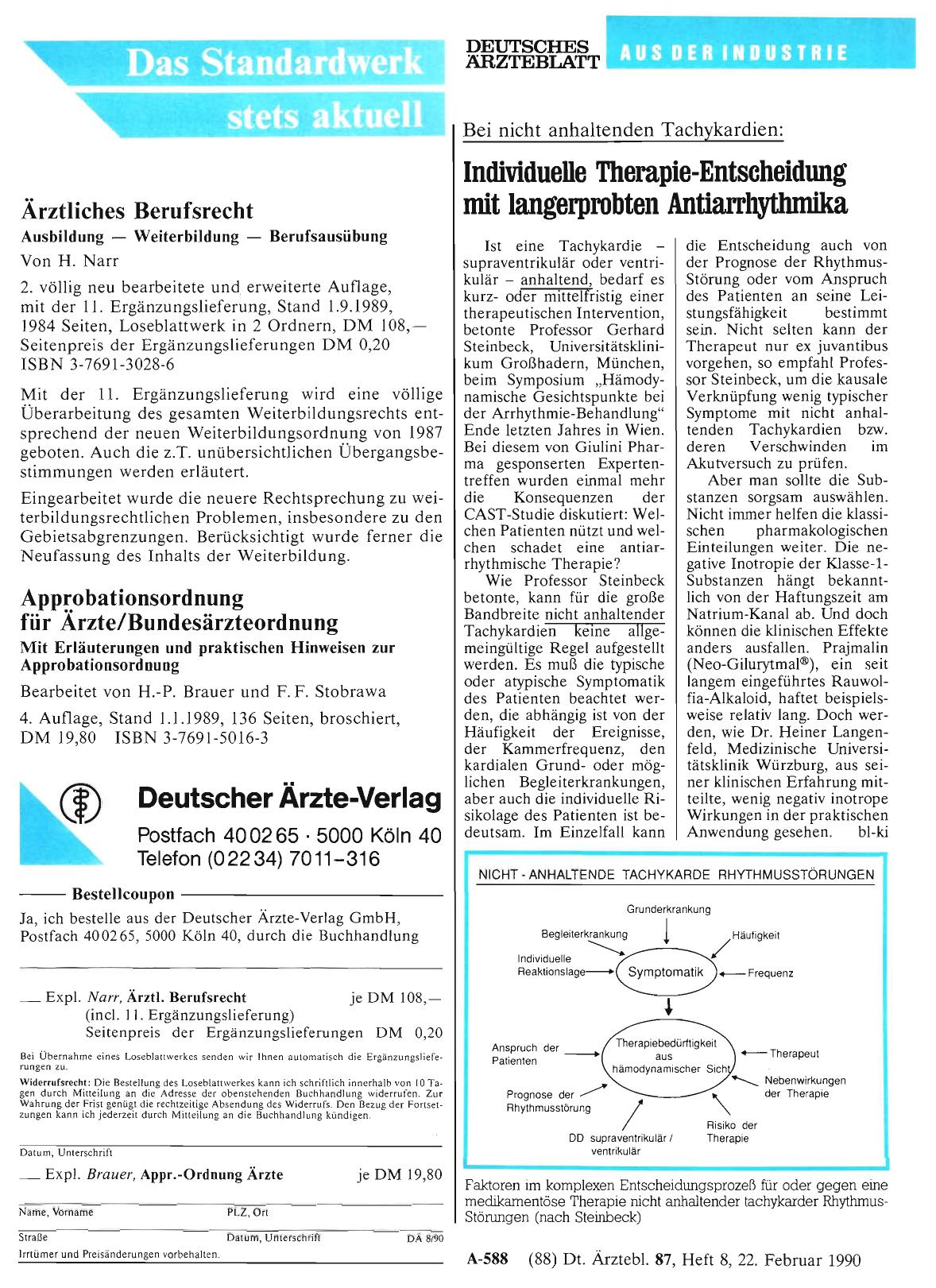 Vorschauseite 1: Bei nicht anhaltenden Tachykardien: Individuelle Therapie-Entscheidung mit langerprobten Antiarrhythmika