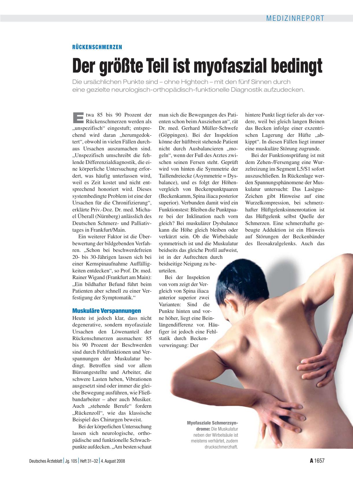 Vorschauseite 1: Rückenschmerzen: Der größte Teil ist myofaszial bedingt