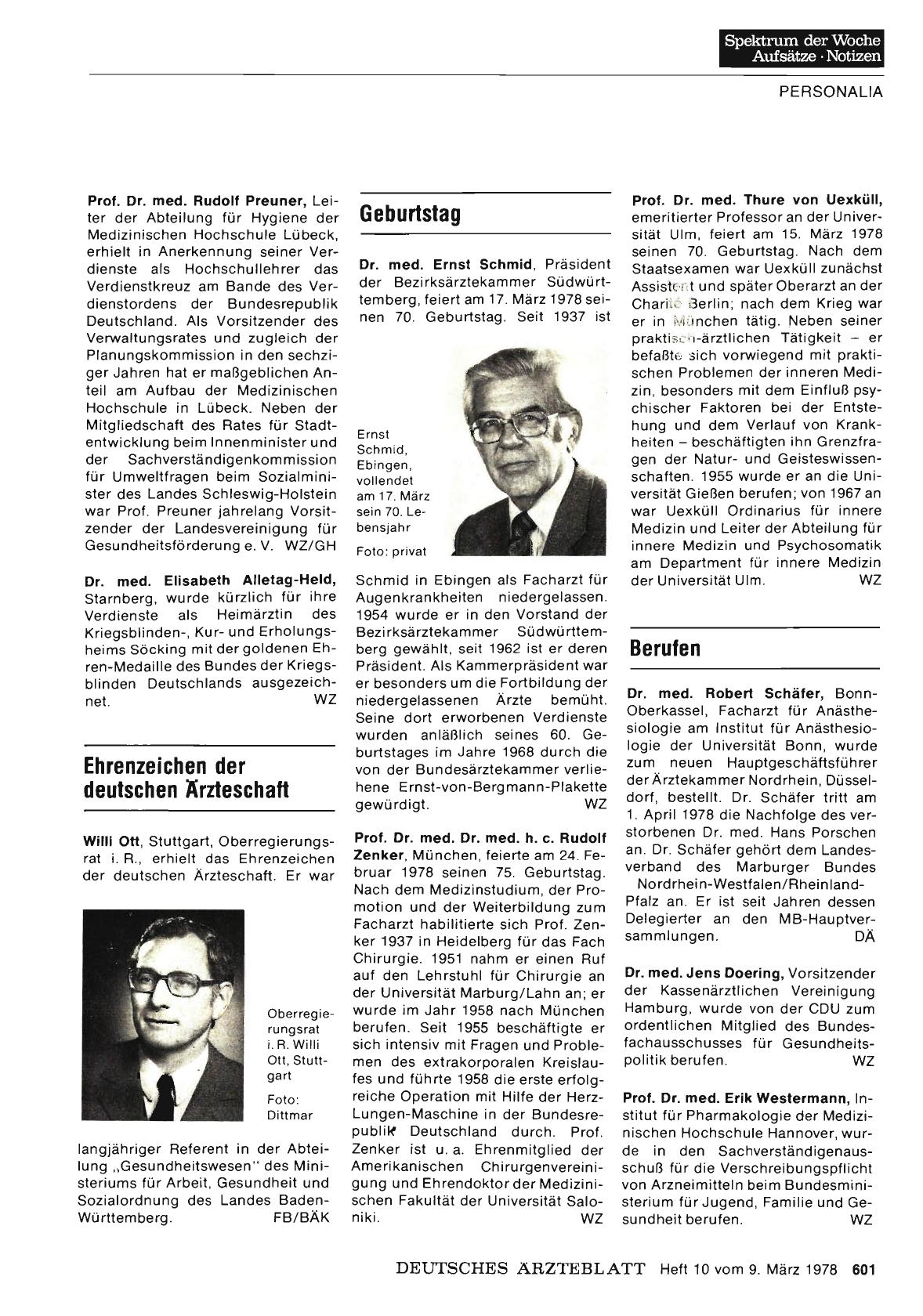 Vorschauseite 1: Ehrenzeichen der deutschen Ärzteschaft