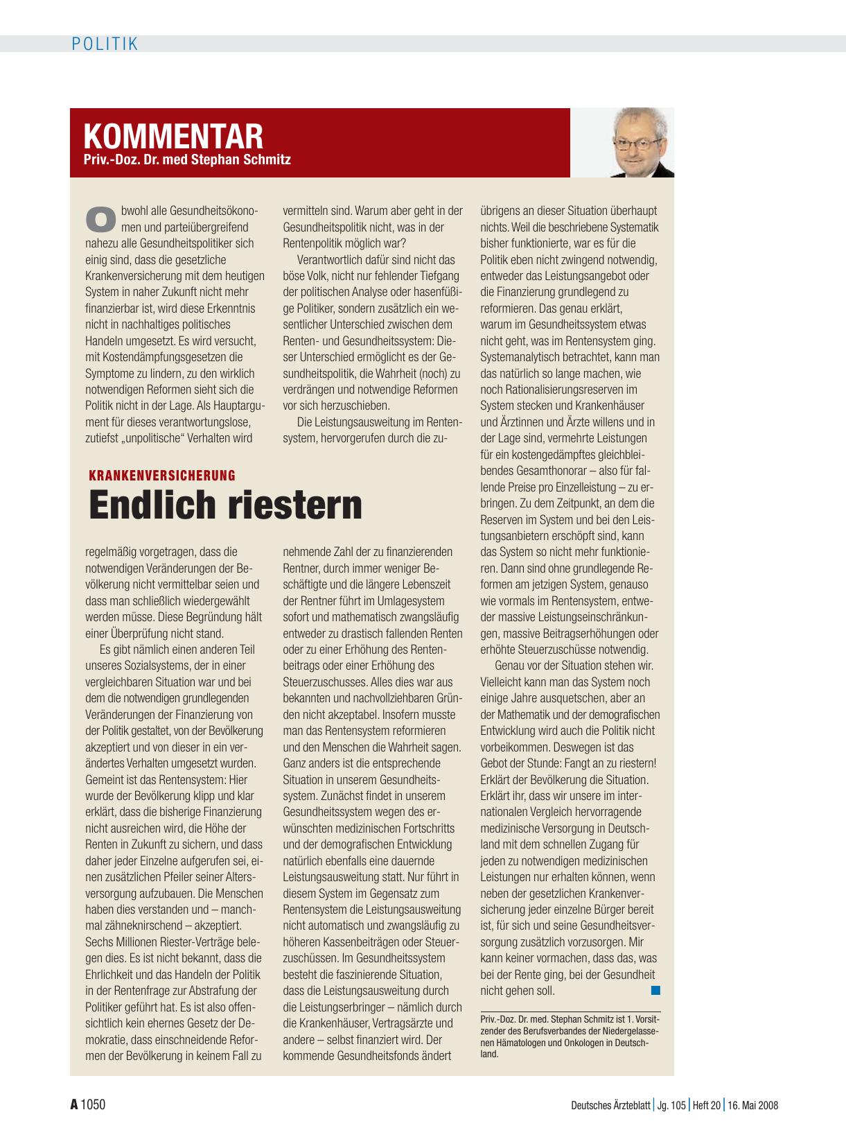 Vorschauseite 1: Krankenversicherung: Endlich riestern