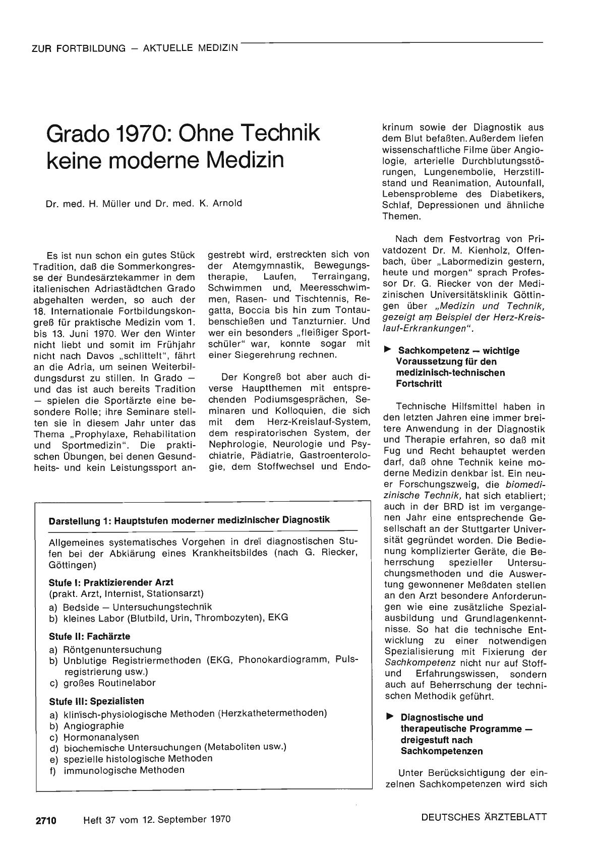 Vorschauseite 1: Grado 1970: Ohne Technik keine moderne Medizin