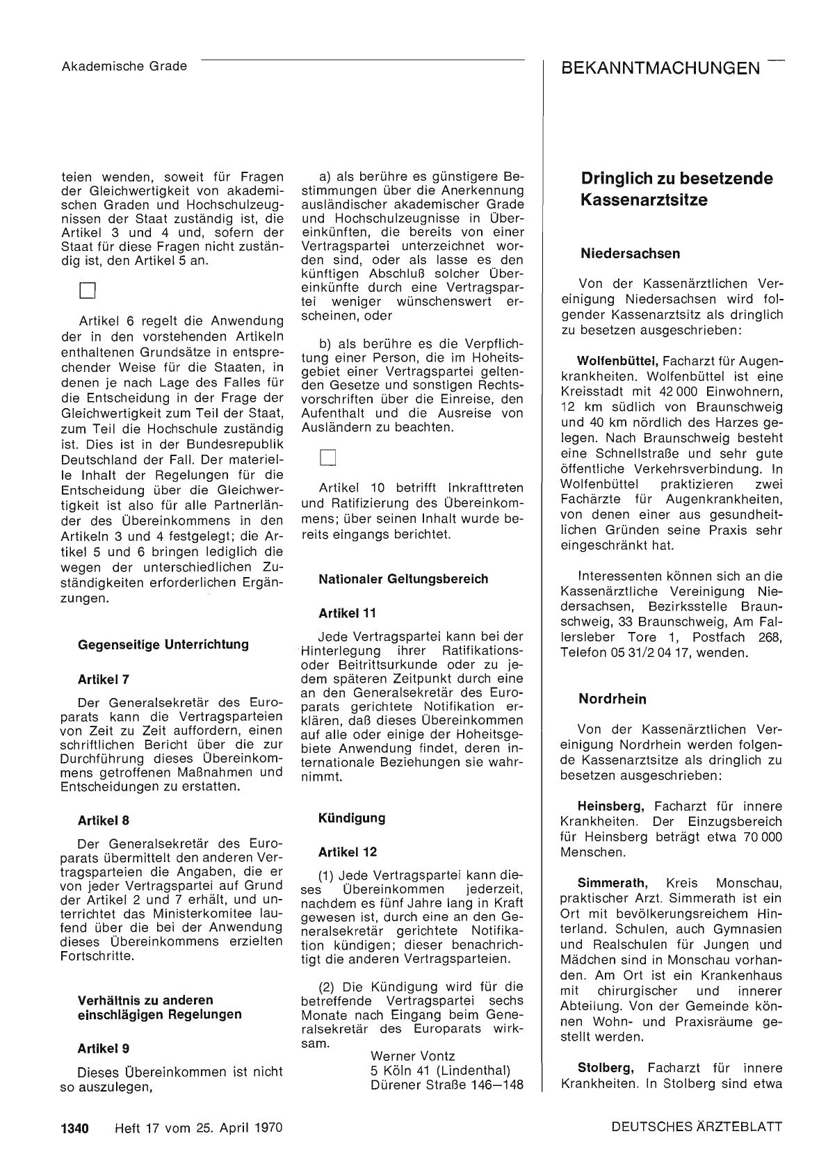 Vorschauseite 1: Dringlich zu besetzende Kassenarztsitze