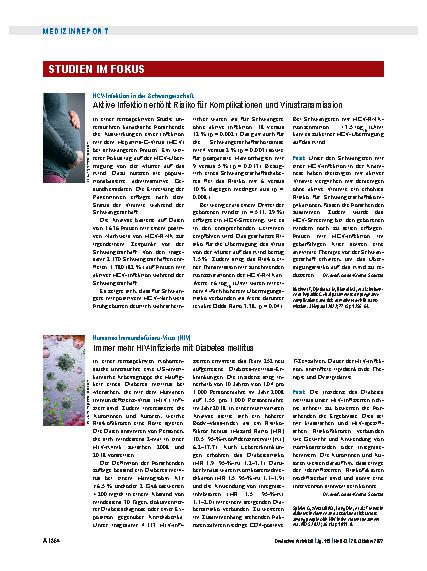 Vorschauseite 1: HCV-Infektion in der Schwangerschaft: Aktive Infektion erhöht Risiko für Komplikationen und Virustransmission