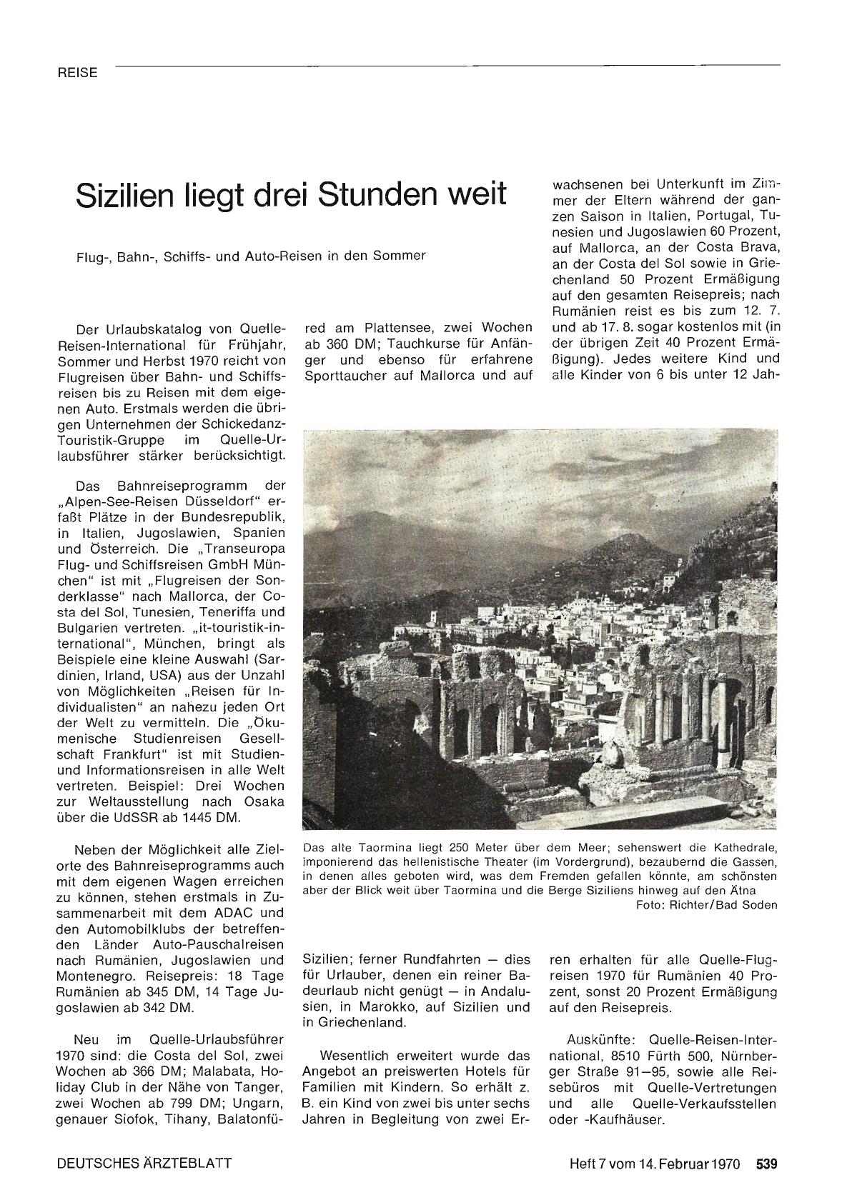 Vorschauseite 1: Sizilien liegt drei Stunden weit