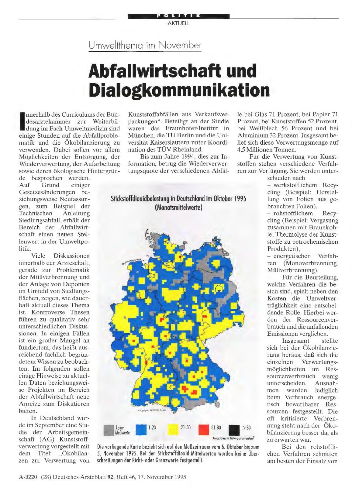 Vorschauseite 1: Jmweltthema im November: Abfallwirtschaft und Dialogkommunikation