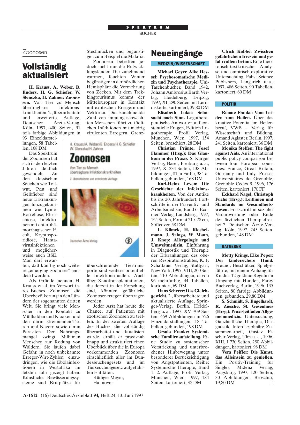 Vorschauseite 1: Zoonosen