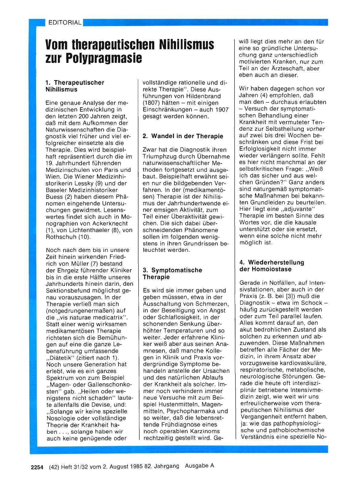 Vorschauseite 1: Vom therapeutischen Nihilismus zur Polypragmasie