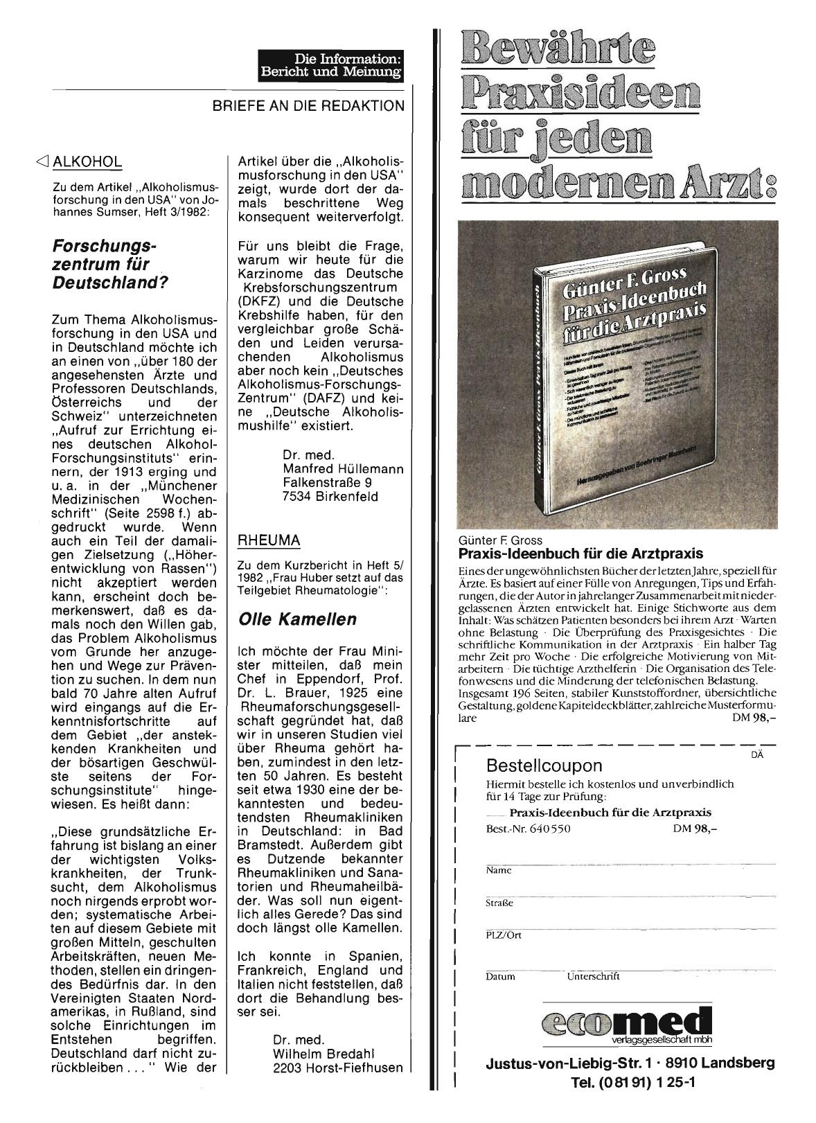 Vorschauseite 1: ALKOHOL: Forschungszentrum für Deutschland?