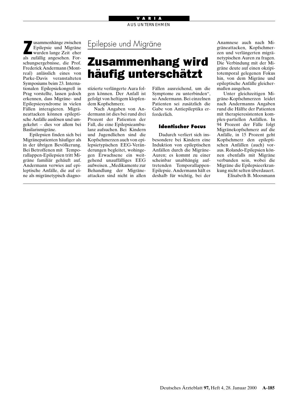 Vorschauseite 1: Epilepsie und Migräne: Zusammenhang wird häufig unterschätzt