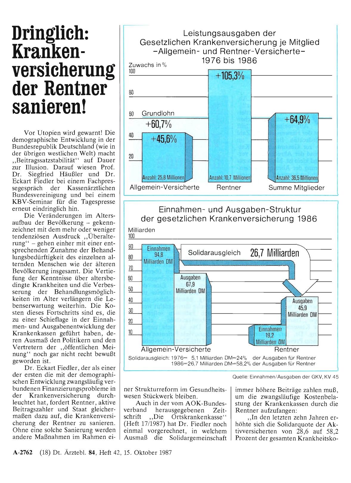 Vorschauseite 1: Dringlich: Krankenversicherung der Rentner sanieren!