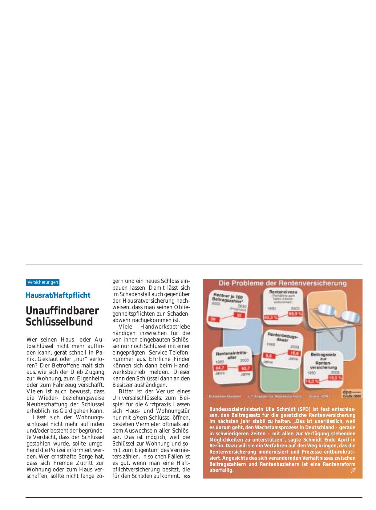 Vorschauseite 1: Die Probleme der Rentenversicherung