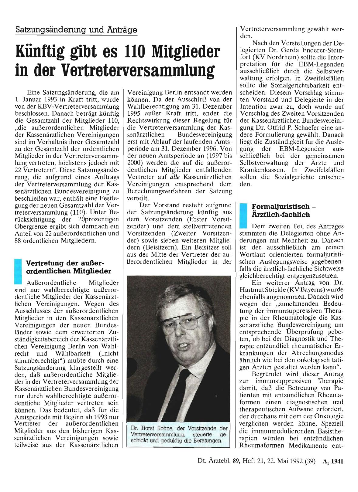 Vorschauseite 1: Satzungsänderung und Anträge: Künftig gibt es 110 Mitglieder in der Vertreterversammlung