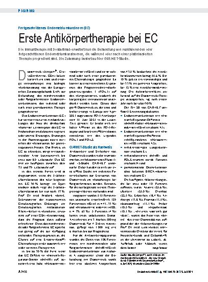 Vorschauseite 1: Fortgeschrittenes Endometriumkarzinom (EC): Erste Antikörpertherapie bei EC