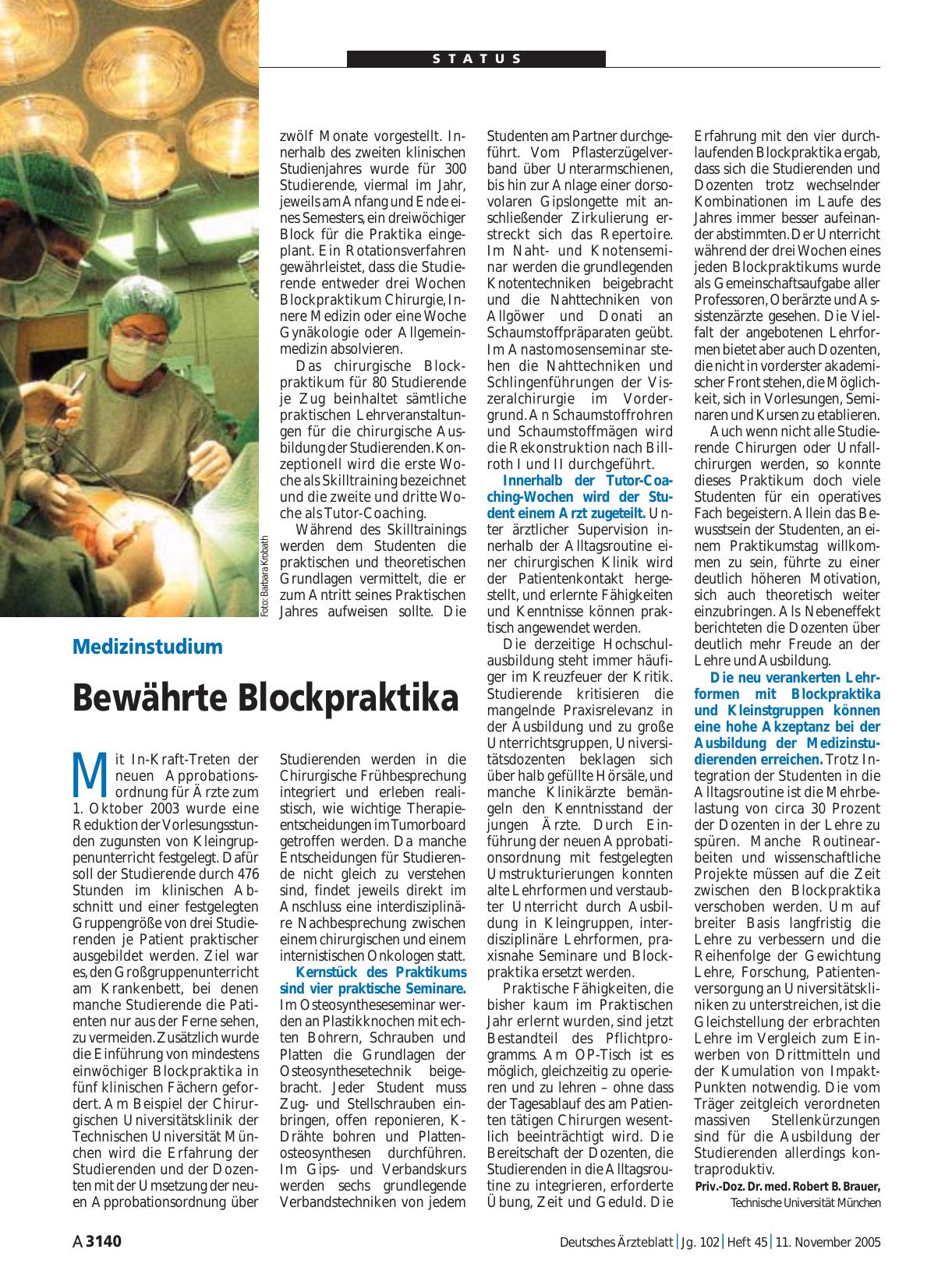 Vorschauseite 1: Medizinstudium: Bewährte Blockpraktika